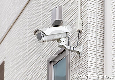 Video camera security system on the wall