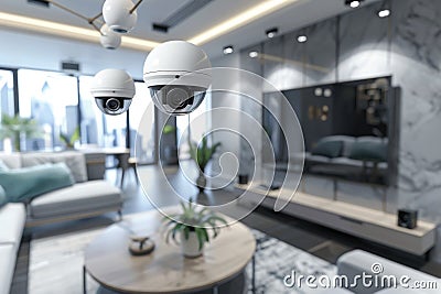 Video camera settings prioritize area management with ENG camera functionalities, networking security cameras for pet safe technol Cartoon Illustration