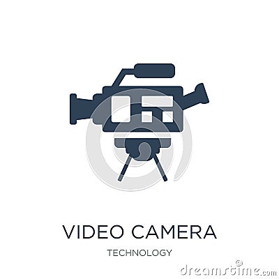 video camera side view icon in trendy design style. video camera side view icon isolated on white background. video camera side Vector Illustration