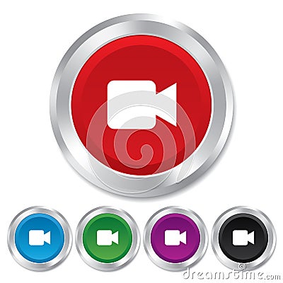 Video camera sign icon. Video content button. Vector Illustration