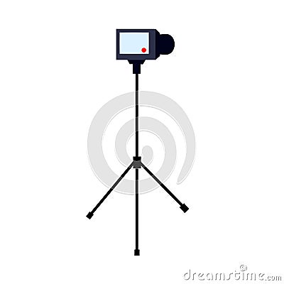 Video camera on tripod. Photo equipment Vector Illustration