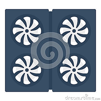 Video card fans icon, flat style Vector Illustration