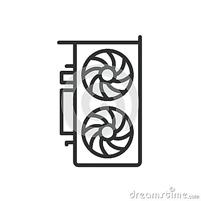 Video Card, icon in line design. Video, card, graphics, GPU, hardware, computer, performance on white background vector Vector Illustration