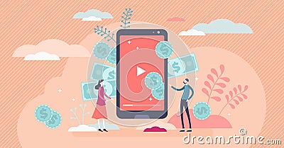 Video channel monetization concept Vector Illustration