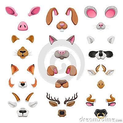 Video chat animal faces effects Vector Illustration