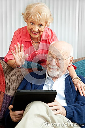 Video Chat with the Grandkids Stock Photo