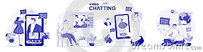 Video chatting web illustrations Vector Illustration