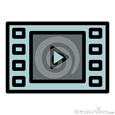 Video clip icon, outline style Vector Illustration