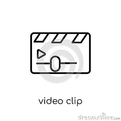 Video Clip icon. Trendy modern flat linear vector Video Clip icon on white background from thin line Cinema collection Vector Illustration