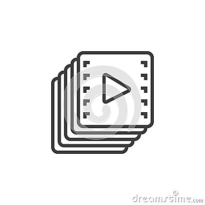 video collection line icon, playlist outline logo illustr Cartoon Illustration