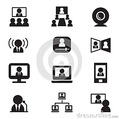 Video conference communication(Meeting, Seminar, Training) icon Vector Illustration