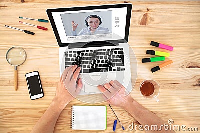 Video conference, education online, coaching on internet Stock Photo