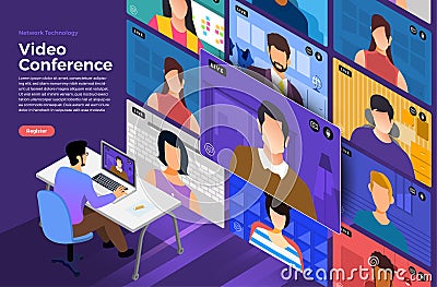 Video Conference 09 Vector Illustration