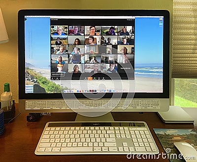 Video conferencing group meeting Editorial Stock Photo