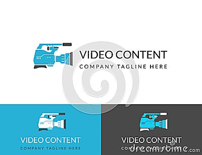 Video content busuness logo design in three colors Vector Illustration