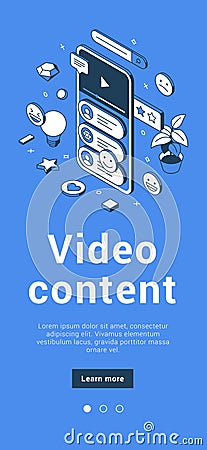 Video content e learning entertainment blogging information sharing social networks vector Vector Illustration