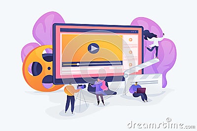 Video content marketing concept vector illustration. Vector Illustration