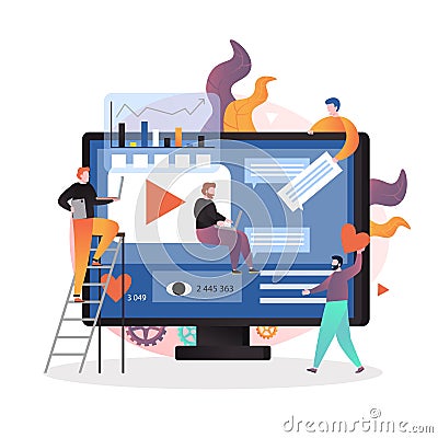 Video content marketing strategy vector concept illustration Vector Illustration