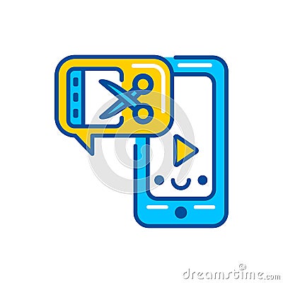 Video content tools color icon. Custom video content. Sign for web page, mobile app, button, logo. Vector isolated element. Vector Illustration