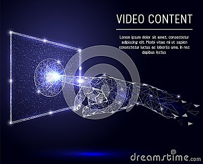 Video content vector polygonal art style illustration Vector Illustration