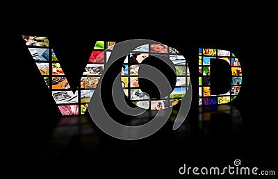 Video on demand abstract text, tv concept. Stock Photo