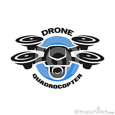 Video drone quadrocopter logo. Vector Illustration