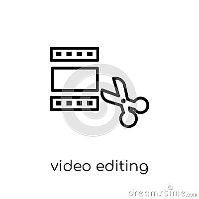 Video editing icon from Entertainment collection. Vector Illustration