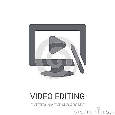 Video editing icon. Trendy Video editing logo concept on white b Vector Illustration