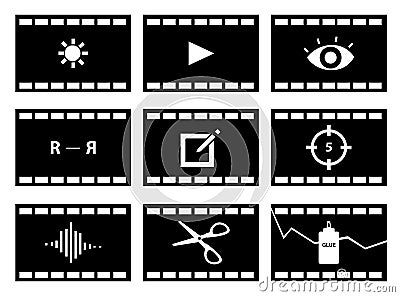 Video editing Icons Vector Illustration