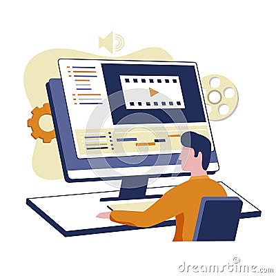 Video editing illustration design concept Vector Illustration