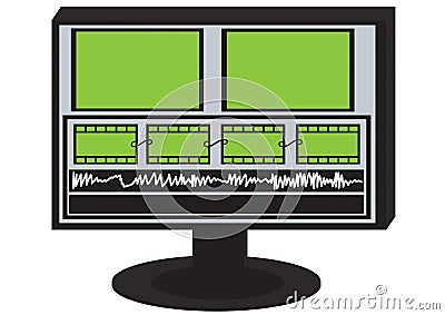 Video editing table Stock Photo