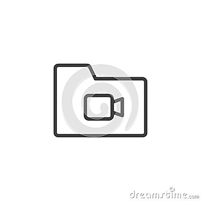 Video file folder outline icon Vector Illustration