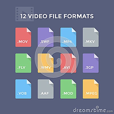 Video File Formats Vector Illustration