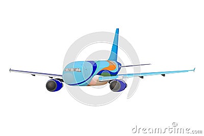 Blue airplan on sky flying mode Vector Illustration