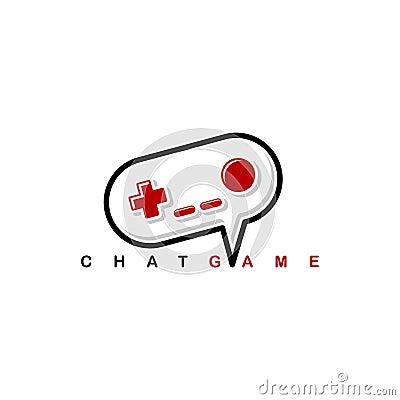 Video game chat joystick console theme logo template Vector Illustration