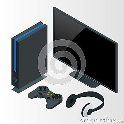 Video game console isometric vector illustration Vector Illustration