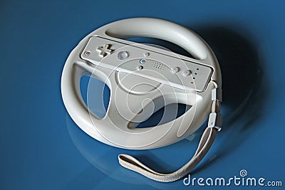 Video game controller on blue background Editorial Stock Photo