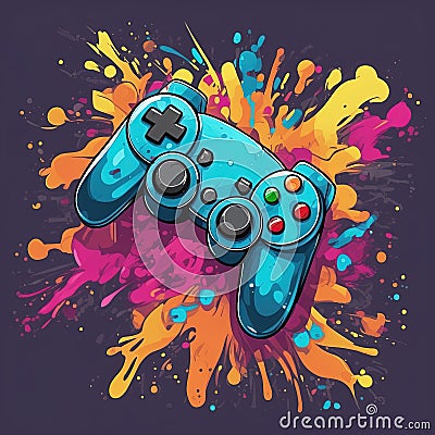 video game controller, vector illustration video game controller, vector illustration colorful joystick on the background. vector Cartoon Illustration