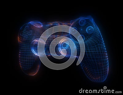 Video game controllers made of multicolored particles on black background Cartoon Illustration