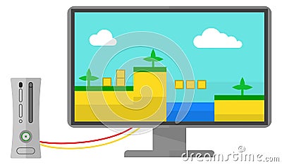 Video game icon. Console with screen. Home playing Vector Illustration