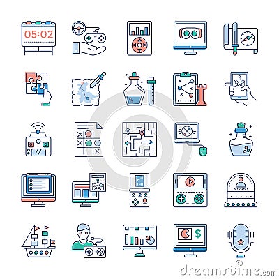 Video Game Icons Bundle Vector Illustration