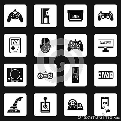 Video game icons set squares vector Vector Illustration