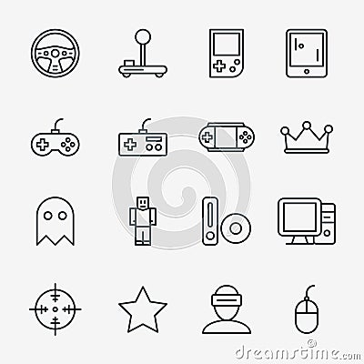 Video game linear icon set vector Vector Illustration