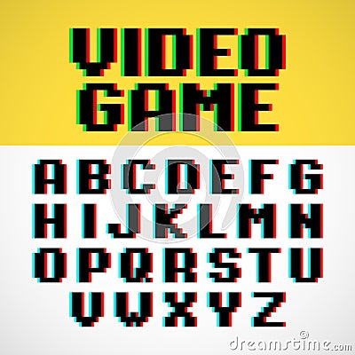 Video game pixel font Vector Illustration