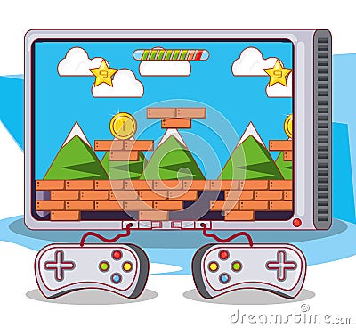 Video game scene interface Vector Illustration