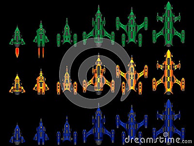 Video game space ship Vector Illustration