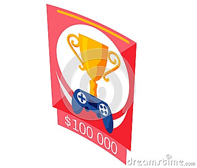 Video game winner cup icon. Flat illustration of video game gold cup vector icon for web design Vector Illustration