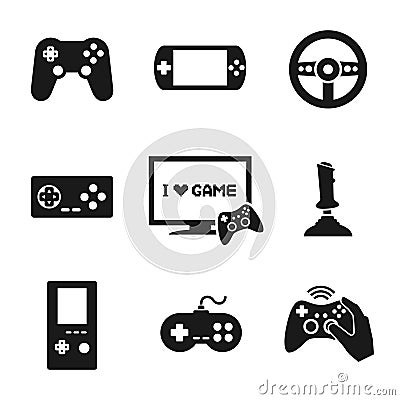 Video Games Controller Icons Set Vector Illustration