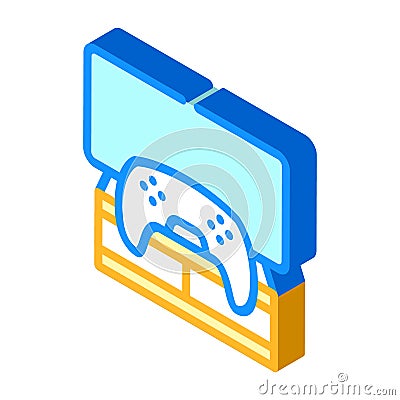 Video games coworking relax room isometric icon vector color illustration Vector Illustration