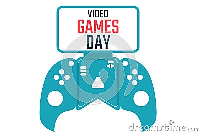 Video Games Day. Holiday concept. Template for background, banner, card, poster with text inscription. Vector EPS10 Vector Illustration